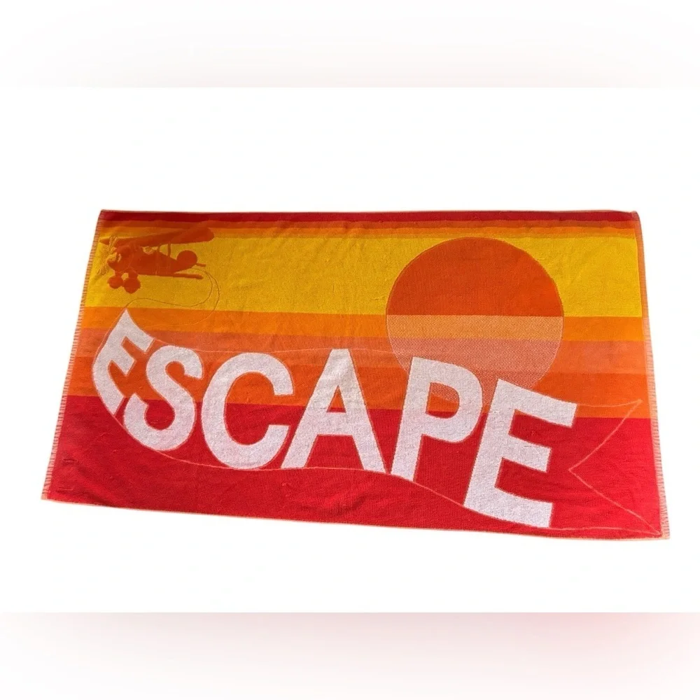 VTG 80’s Seven Seas Cotton ESCAPE Beach Towel Cotton Blend 29X54 Orange Red